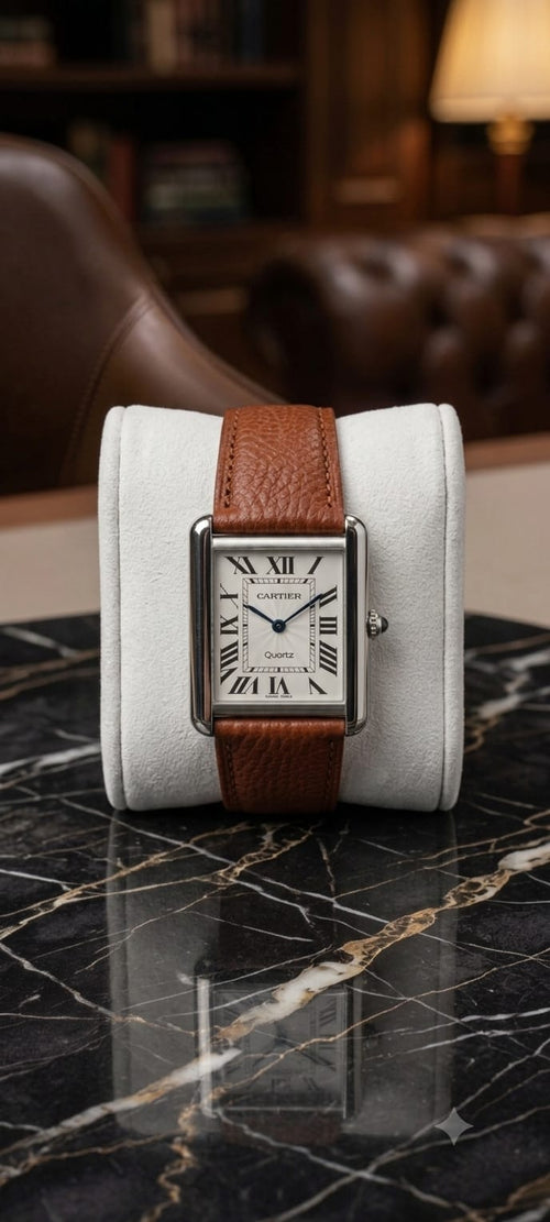 Cartier Tank with Black And Silver Dial: