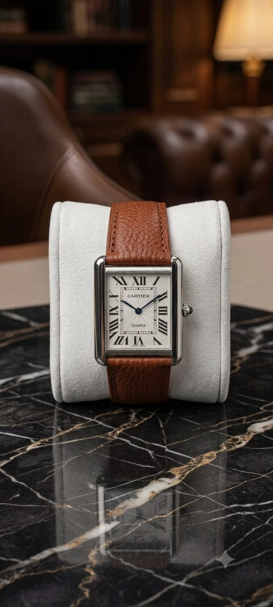 Cartier Tank with Black And Silver Dial: