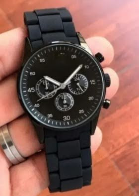Emporio Armani Black Silicone: