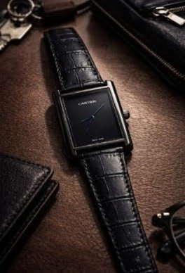 Cartier Tank with Black And Silver Dial: